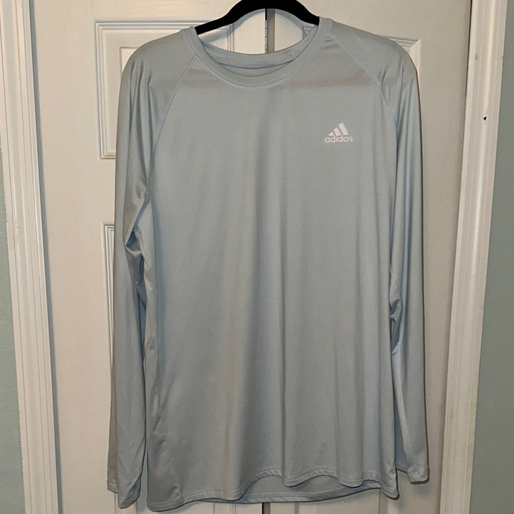 Adidas Men’s Long-Sleeve Performance Shirt - Light Blue